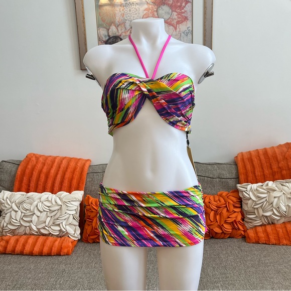 ❣️🆕A.Che Colorful Bandeau Top & Skirt Bottom Bikini❣️ - Picture 2 of 10